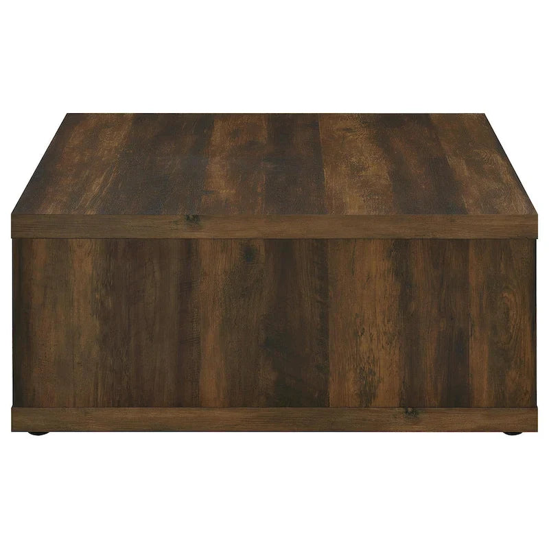 Table basse Rizz, design cube carré étagère ouverte, 36 pouces brun foncé