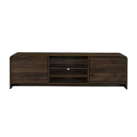 Meuble TV Maria, 2 tiroirs et étagères, bois marron 180 cm