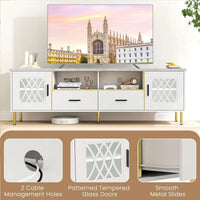 Meuble TV moderne en faux marbre de 180 cm pour téléviseurs de 80 pouces Blanc - 73 pouces