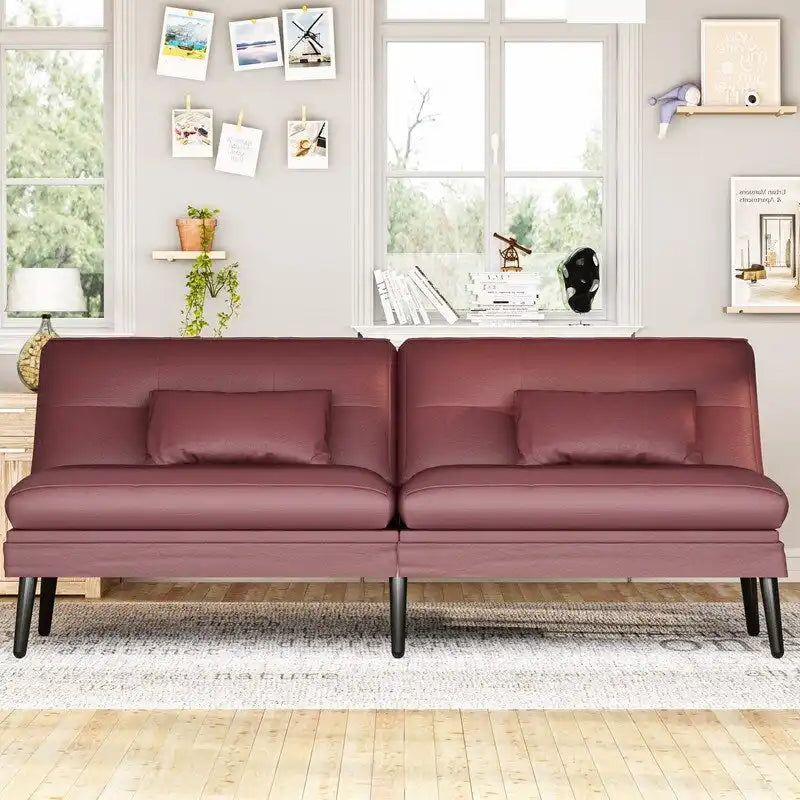 Canapé-lit futon convertible Grondin, dossier inclinable réglable à 5 angles avec 2 coussins, fauteuil de détente moderne