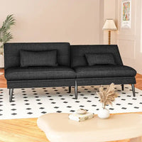 Canapé-lit futon convertible Grondin, dossier inclinable réglable à 5 angles avec 2 coussins, fauteuil de détente moderne