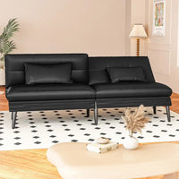 Canapé-lit futon convertible Grondin, dossier inclinable réglable à 5 angles avec 2 coussins, fauteuil de détente moderne