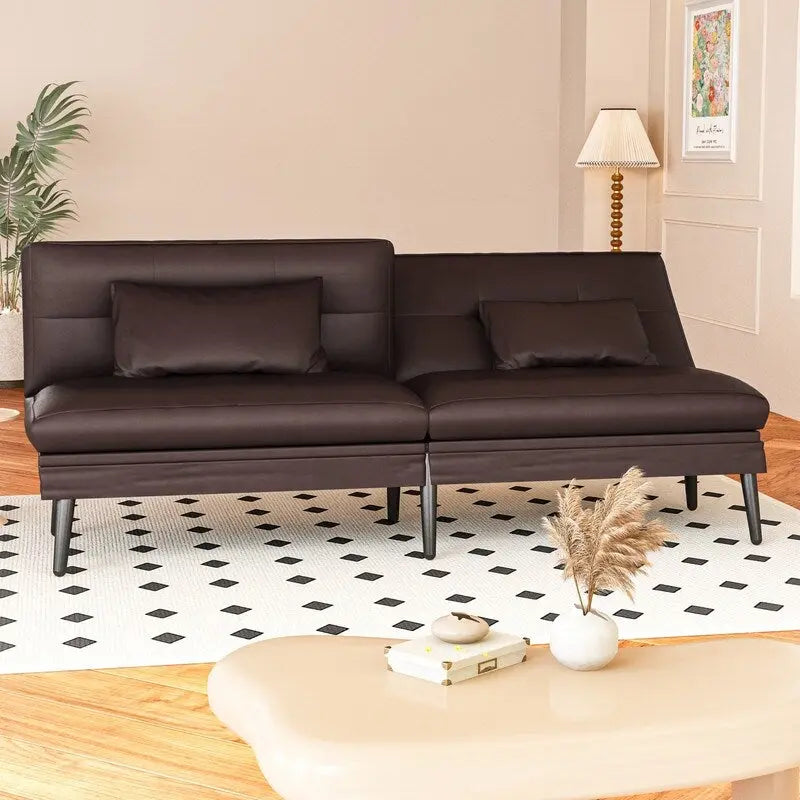 Canapé-lit futon convertible Grondin, dossier inclinable réglable à 5 angles avec 2 coussins, fauteuil de détente moderne
