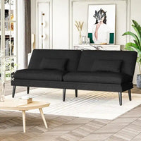 Canapé-lit futon convertible Grondin, dossier inclinable réglable à 5 angles avec 2 coussins, fauteuil de détente moderne