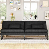 Canapé-lit futon convertible Grondin, dossier inclinable réglable à 5 angles avec 2 coussins, fauteuil de détente moderne