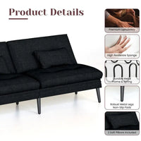 Canapé-lit futon convertible Grondin, dossier inclinable réglable à 5 angles avec 2 coussins, fauteuil de détente moderne
