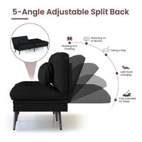 Canapé-lit futon convertible Grondin, dossier inclinable réglable à 5 angles avec 2 coussins, fauteuil de détente moderne
