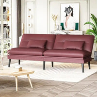 Canapé-lit futon convertible Grondin, dossier inclinable réglable à 5 angles avec 2 coussins, fauteuil de détente moderne