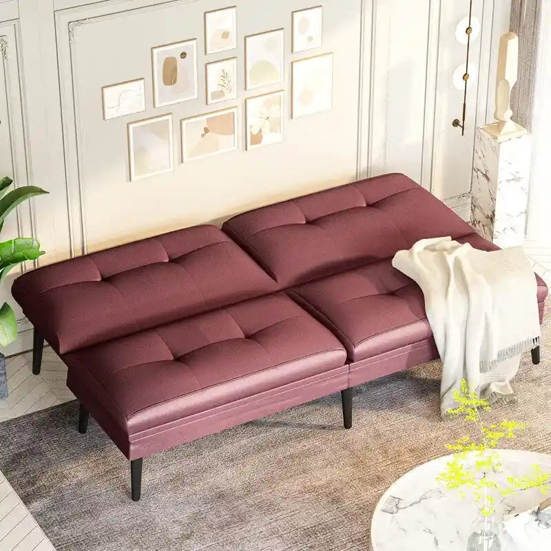 Canapé-lit futon convertible Grondin, dossier inclinable réglable à 5 angles avec 2 coussins, fauteuil de détente moderne