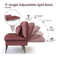 Canapé-lit futon convertible Grondin, dossier inclinable réglable à 5 angles avec 2 coussins, fauteuil de détente moderne