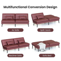 Canapé-lit futon convertible Grondin, dossier inclinable réglable à 5 angles avec 2 coussins, fauteuil de détente moderne
