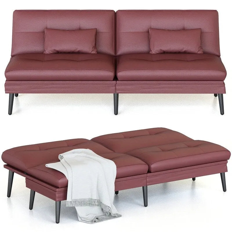 Canapé-lit futon convertible Grondin, dossier inclinable réglable à 5 angles avec 2 coussins, fauteuil de détente moderne
