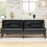Canapé-lit futon convertible Grondin, dossier inclinable réglable à 5 angles avec 2 coussins, fauteuil de détente moderne