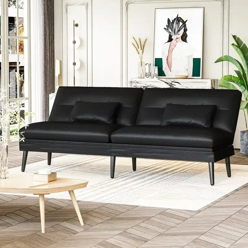 Canapé-lit futon convertible Grondin, dossier inclinable réglable à 5 angles avec 2 coussins, fauteuil de détente moderne