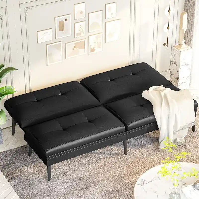 Canapé-lit futon convertible Grondin, dossier inclinable réglable à 5 angles avec 2 coussins, fauteuil de détente moderne
