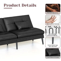 Canapé-lit futon convertible Grondin, dossier inclinable réglable à 5 angles avec 2 coussins, fauteuil de détente moderne