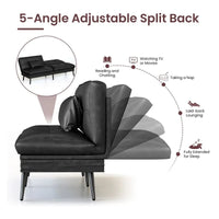Canapé-lit futon convertible Grondin, dossier inclinable réglable à 5 angles avec 2 coussins, fauteuil de détente moderne