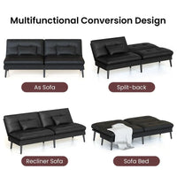 Canapé-lit futon convertible Grondin, dossier inclinable réglable à 5 angles avec 2 coussins, fauteuil de détente moderne