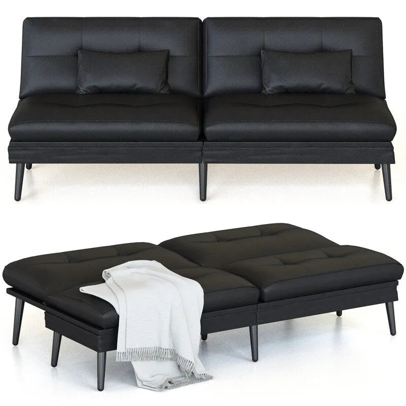 Canapé-lit futon convertible Grondin, dossier inclinable réglable à 5 angles avec 2 coussins, fauteuil de détente moderne