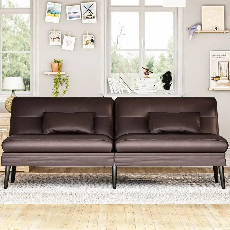 Canapé-lit futon convertible Grondin, dossier inclinable réglable à 5 angles avec 2 coussins, fauteuil de détente moderne
