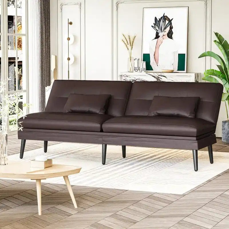 Canapé-lit futon convertible Grondin, dossier inclinable réglable à 5 angles avec 2 coussins, fauteuil de détente moderne