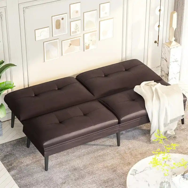Canapé-lit futon convertible Grondin, dossier inclinable réglable à 5 angles avec 2 coussins, fauteuil de détente moderne