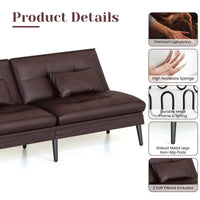 Canapé-lit futon convertible Grondin, dossier inclinable réglable à 5 angles avec 2 coussins, fauteuil de détente moderne