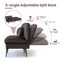 Canapé-lit futon convertible Grondin, dossier inclinable réglable à 5 angles avec 2 coussins, fauteuil de détente moderne