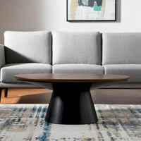 HomeRoots 40 Table basse ronde sur pied en bois massif et fer marron et noir - 40" x 16,5" x 40"