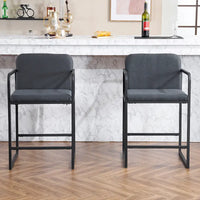Lot de 2 tabourets de bar à hauteur de comptoir, modernes et rembourrés, avec accoudoirs, structure en métal et assise rembourrée