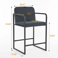 Lot de 2 tabourets de bar à hauteur de comptoir, modernes et rembourrés, avec accoudoirs, structure en métal et assise rembourrée
