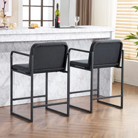 Lot de 2 tabourets de bar à hauteur de comptoir, modernes et rembourrés, avec accoudoirs, structure en métal et assise rembourrée