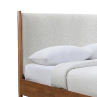 Ensemble de chambre à coucher 3 pièces en tissu bouclé, plateforme et style mid-century Beau de Furniture of America