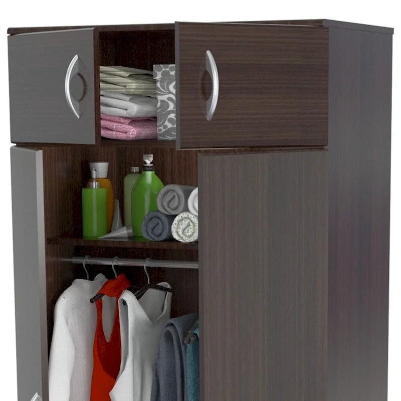 Commode combinée verticale contemporaine en mélamine espresso avec miroir et portes