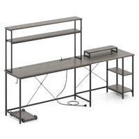 Bureau de jeu en L Costway avec bande LED, prises de courant et hutch - Voir détails