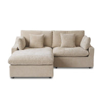 Canapé sectionnel modulable nuage avec ottoman, canapé sectionnel minimaliste en forme de L en mélange de lin pour salon, kaki