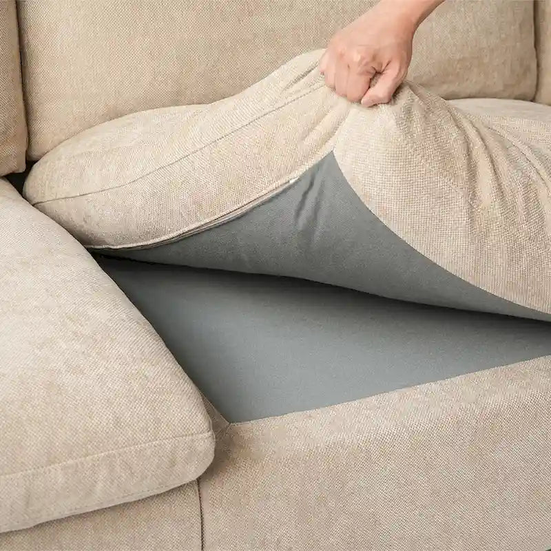 Canapé sectionnel modulable nuage avec ottoman, canapé sectionnel minimaliste en forme de L en mélange de lin pour salon, kaki