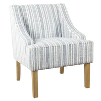 Yolu - Fauteuil d'appoint, imprimé rayé style farmhouse, polyester bleu et blanc