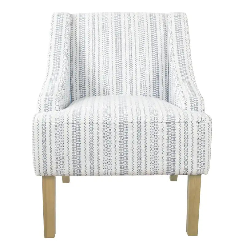 Yolu - Fauteuil d'appoint, imprimé rayé style farmhouse, polyester bleu et blanc