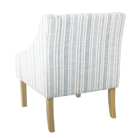 Yolu - Fauteuil d'appoint, imprimé rayé style farmhouse, polyester bleu et blanc