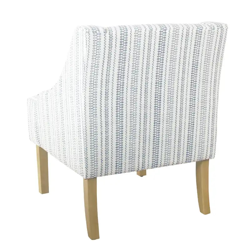 Yolu - Fauteuil d'appoint, imprimé rayé style farmhouse, polyester bleu et blanc