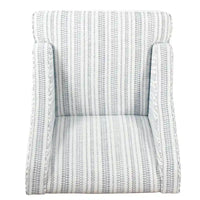 Yolu - Fauteuil d'appoint, imprimé rayé style farmhouse, polyester bleu et blanc