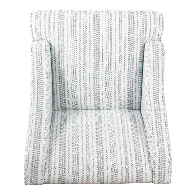 Yolu - Fauteuil d'appoint, imprimé rayé style farmhouse, polyester bleu et blanc