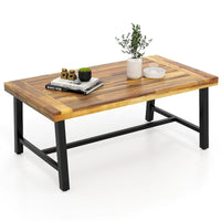 Table basse en bois d'acacia Gymax rectangulaire table centrale intérieure extérieure