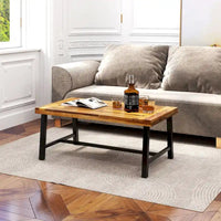 Table basse en bois d'acacia Gymax rectangulaire table centrale intérieure extérieure
