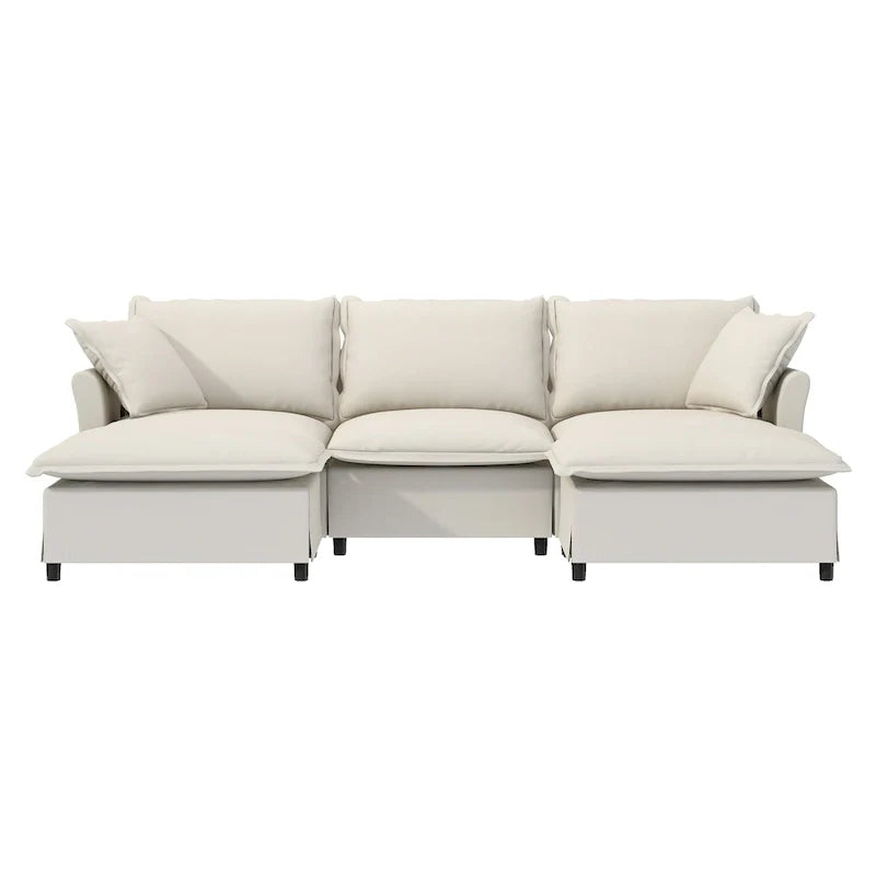 Ensemble canapé nuage en forme de U canapé sectionnel en chenille avec ottoman, coussins