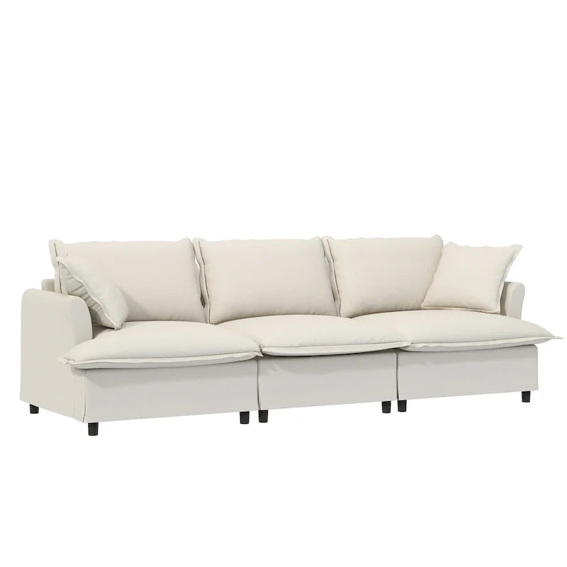 Ensemble canapé nuage en forme de U canapé sectionnel en chenille avec ottoman, coussins