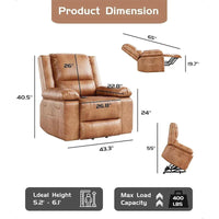 Fauteuil releveur électrique en cuir avec chaleur & massage