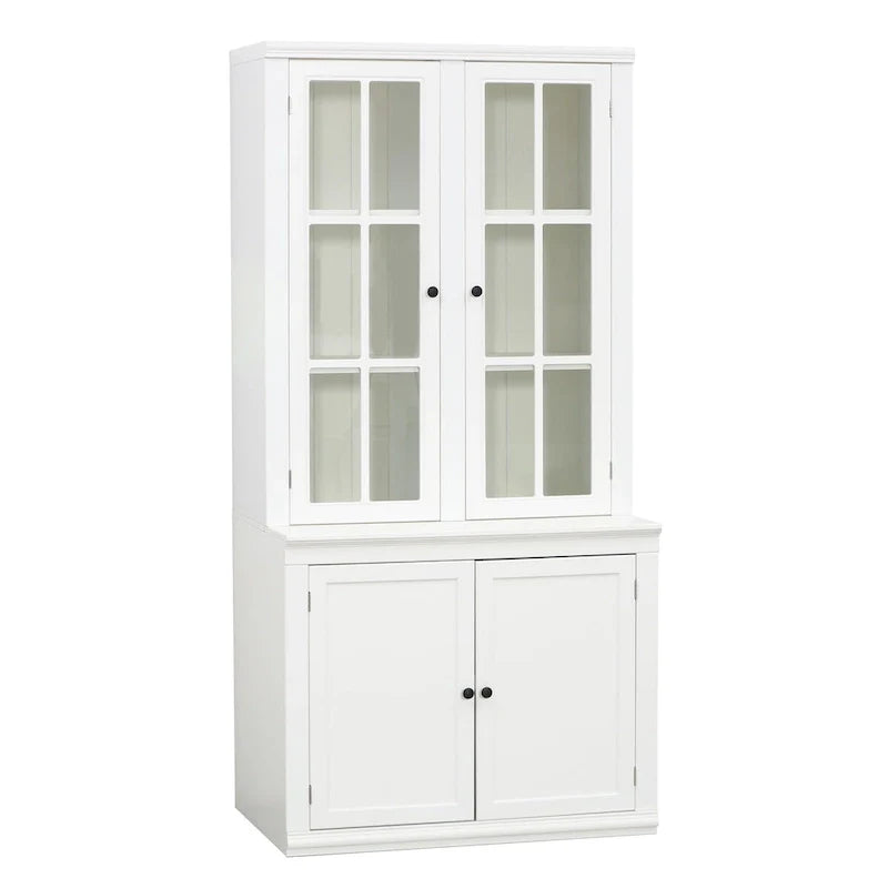 Vitrine haute de 75,25 po avec portes vitrées doubles, bahut de style traditionnel