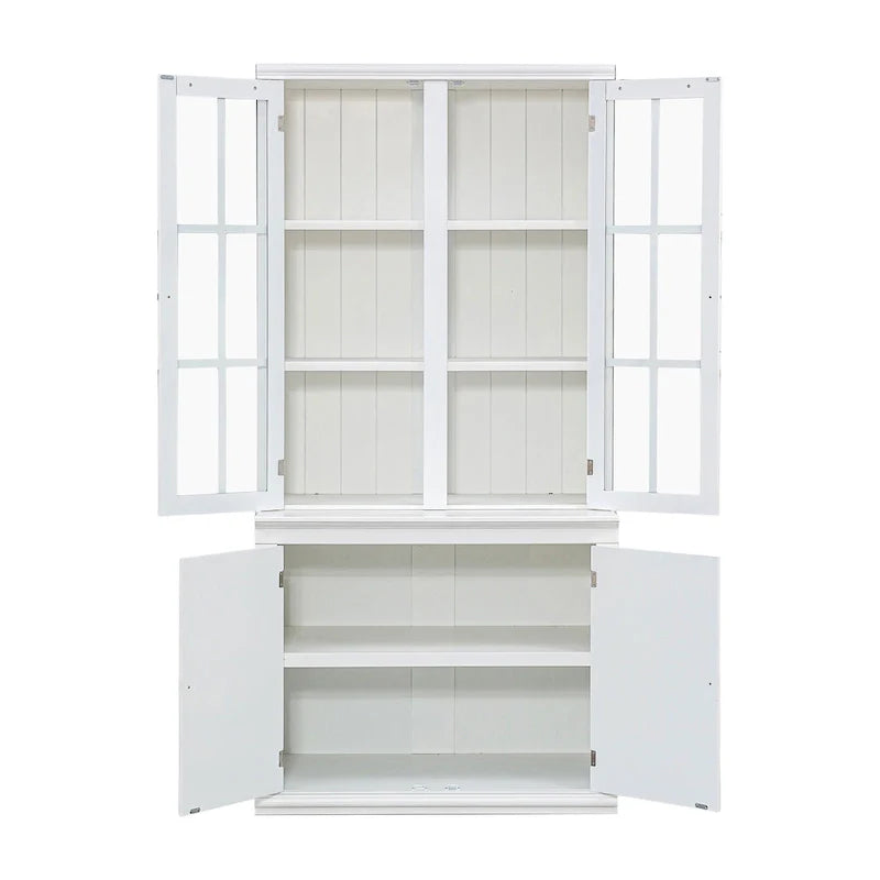 Vitrine haute de 75,25 po avec portes vitrées doubles, bahut de style traditionnel